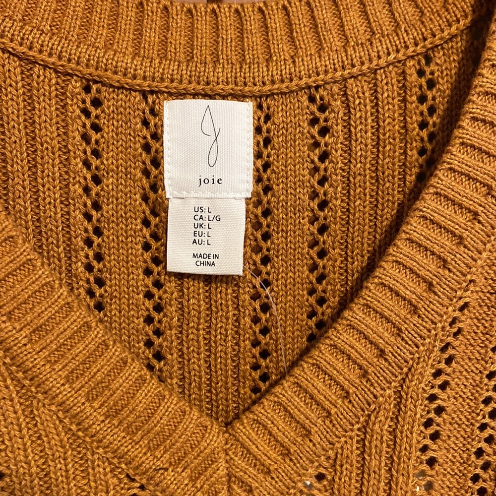 Joie Mustard Yellow Knit V-Neck Sweater Vest - Picture 3 of 4